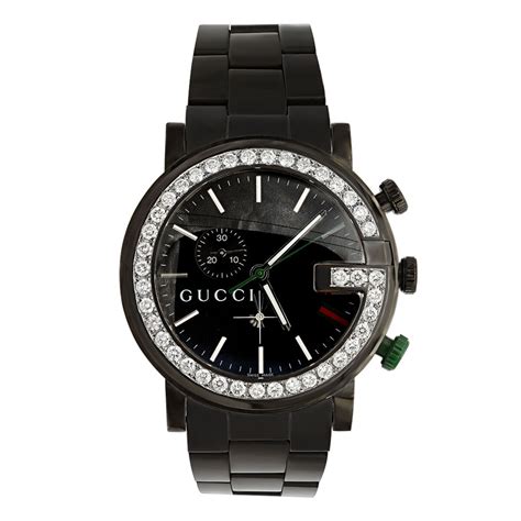 men black gucci watch|men's Gucci watch diamond bezel.